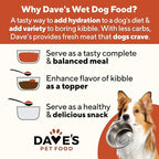 Dave's Pet Food Stewlicious Soft Dog Food Wet (Meaty Beef Stew), Made in USA Canned Topper, Gluten Free, Small to Large Breeds 13.2 oz (12 Pack)