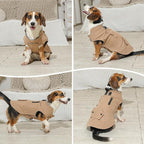 Workwear Style Dog Coats with Harness Built in for Small Dogs Windproof Warm Puppy Jacket with Storage Pockets for Cold Winter,LightBeige M
