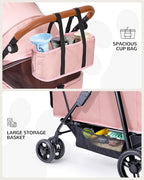 Dog Stroller for Large & Medium Dogs (20–132 lbs), Pet Stroller for 2 Small Dogs, Extra Large Heavy Duty, Foldable & Ventilated, Pink or Navy