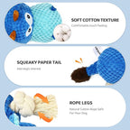 IOKHEIRA Dog Plush Toy for Large Aggressive Chewers,Indestructible Dog Squeaky Toys,Stuffed Animals Toys with Cotton Material and Crinkle Paper,Durable Chewing Toys (Royal Blue, Cattle)