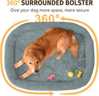 Orthopedic Waterproof Large Dog Bed: Memory Foam Washable Dog Bed with Bolsters - XXL Orthopedic Removable Cover for Medium Large Sized Pet - Non-Slip Bottom - Grey