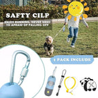Dog Poop Bag Holder Dispenser with LED Flashlight - Night Visibility for Safe Evening Walks | Upgraded Hands-Free Leash Clip | Includes 15 Dog Waste Bags(Blue)