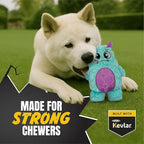Bite Force - Durable & Strong Dog Toy Light Blue Monster with Squeaker, Kevlar-Reinforced for Aggressive Chewers.