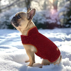 cyeollo Warm Dog Coat Fleece Sherpa Winter Sweater Coats, Turtleneck Dog Jacket Vest for Small Medium Large Dogs with Leash Hole, Soft Reversible Pet Coats for Cold Weather, Burgundy, L