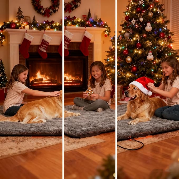 Heated Dog Bed Dog Heating Pad,Outdoor Doghouse Indoor Bed,Continuous High & Low Heater for Small Medium Pet Cat Puppy Puppies Chew Proof