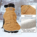 KYEESE Dog Coat Windproof Dog Coats for Small Dogs Soft Pet Sweater for Cold Weather Waterproof Dogs Jacket with Fleece Lined Thick Cat Clothes with Pocket Warm Pet Winter Puffer Coat with Leash Hole