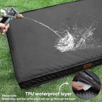 Outdoor Dog Bed for Small Dogs & Cats, Waterproof Dog Crate Mat Orthopedic Egg Crate Foam with Washable Removable Oxford Cover, Black