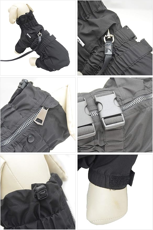 Dogs Waterproof Jacket, Lightweight Waterproof Jacket Reflective Safety Dog Raincoat Windproof Snow-Proof Dog Vest for Pugs English French Bulldog American Pit Bull Black B-M