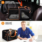20 x 14 x 14 Expandable cat car Travel Carrier for 1 Small-Medium cat,with a Portable Leakproof Small cat Litter Box