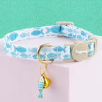 Faygarsle 2 Pack Plaid Butterfly Fish Pattern Cat Collars Breakaway Safety Collar with Bell Spring Summer Design for Girl Cats,Blue Multicolor