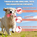 Tough Dog Toys for Aggressive Chewers, Super Chew Toy to Keep Them Busy, Cleaning Teeth, Boredom and Stimulating, Indestructible Nylon Bone for Medium Large Breed, Best Pet Gift, Beef Flavor