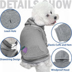 SCENEREAL Dog Hoodie Sweaters for Small Medium Large Size Dogs, Fleece Pet Sweatshirt with Hat and Pocket,Soft Cold Winter All Weather Puppy Clothes for S to XL Sized Dogs,Grey (S)