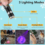 Cat Toy Pointer, 2 Pieces, USB Rechargeable with 7 Adjustable Patterns, Interactive Chase Toys for Indoor Cats & Dogs, Training & Exercise Fun (Black)