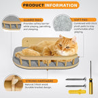 Cat Wall Shelves with 3 Steps – Modern Mounted Cat Wall Furniture & Shelf, Premium Hardwood Cat Bed for Climbing, Sleeping & Lounging, Indoor Hammock for Large Cats