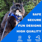 Travel Cat Harness and Leash Set - Adjustable Fit Mesh Cat Harness and Reflective Strap - Comfort Walking Vest for Kitten for Outdoor Walking, Hiking (Small, Groovy)