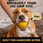 Indestructible Dog Ball - Lifetime Replacement - Durable Dog Toy for Aggressive Chewers - Safe, Non-Toxic Natural Rubber - Chew & Fetch - Tough, Heavy Duty - 3” (Tennis Ball Size)