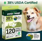 The Original Poop Bags® Dog Poop Bags with Handles, 38% USDA Biobased, Leak-Proof & Easy Tie Waste Bags for Dogs, Unscented, 120 Count