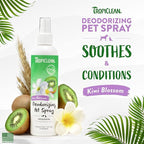 TropiClean Dog Perfume, Long Lasting Kiwi Cologne, Deodorizing Spray for Smelly Dogs, After Bath Detangling Spray with Vitamin E, Safe for Cats, 8oz.