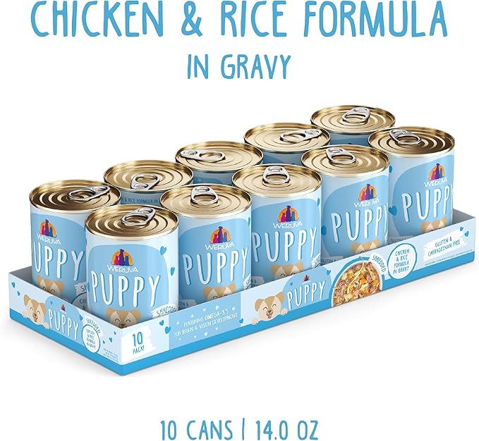 Weruva Puppy, Chicken and Rice Formula in Gravy, 14oz Can, Pack of 10