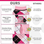 KOOLTAIL Dog Sweater Pet Knitted Clothes - Classic Pink Plaid Pullover Turtleneck Thick Warm Fall Dog Sweaters with Leash Hole, Soft Winter Coats for Small Medium Large Dogs Cats Puppy Girls, S