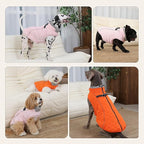Dog Coat with Harness Built in -Orange,3XL- Fleece Lined Dog Snow Jacket Snowsuit，Adjustable Reflective Winter Warm Cold Weather Coat