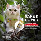 WAUDOG Ultra Soft Rolled Leather Cat Collar with Removable Bell, Safety Elastic Strap and QR ID Tag - Soft Padded for Small, Medium, and Large Cats - Round Kitten Collar for Male and Female Cats