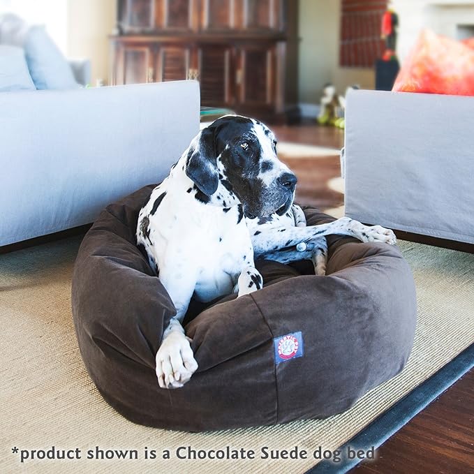 Majestic Pet 40 Inch Suede Calming Dog Bed Washable 40x29x9 (Inch) – Cozy Soft Round Donut Dog Bed with Spine Support for Dogs to Rest their Head - Round Pet Bed Large – Sage