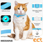 Apple AirTag Cat Collar, GPS Tracker with Reflective Breakaway Design, Lightweight Kitten Collar with Bell (Gray/Luminous Blue)