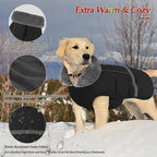 Dogcheer Warm Dog Coat, Waterproof Dog Jacket Christmas Puppy Winter Coat with Buckle, Reflective Adjustable Pet Snow Jacket Turtleneck Fleece Sweater for Small Medium Large Dogs - Black, S
