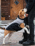 AURUZA Dog Coat, Warm Dog Winter Coat Waterproof Small Dogs Jacket with Harness Built Reflective Pet Vest with Zipper for Medium Dogs Windproof Pet Fleece Vest Snow Jacket for Cold Weather（Black,XXL）
