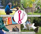 Reflective Cat Leash -30FT Cat Cable Out Escape Proof Walking Yard Long Durable Safe Leash Traning Play Outdoor for Puppies/Kittens/Small Animals(Hotpink)