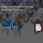 Dogcheer Dog Coat, Waterproof Dog Jacket Reflective Pet Winter Coat with Adjustable Hook & Loop, Christmas Puppy Fleece Jacket Warm Turtleneck Snowsuit for Small Medium Large Dogs - Sky Blue, 3XL