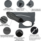 Mile High Life Dog Raincoat, Adjustable Waterproof Reflective Rain Jacket for Small Medium Large Dogs, Lightweight Breathable Pet Rain Coat with Leash Hole(Dark Gray,L Chest 32-40")