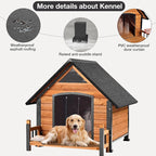 Dog House Outdoor, Chew-Proof Metal Frame Dog Kennel Shelter for Large Breeds,Weatherproof (Brown-I, Large)