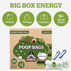 Pogi’s Dog Poop Bags – Leak-Proof & Extra Thick Pet Waste Bags with 2 Holders (Unscented, 50 Rolls, 750-Count)