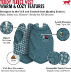 Tuff Pupper Reversible Fleece Sweater Vest for Dogs | Lightweight Comfortable Insulated Jacket | Front Zip Closure | Machine Washable | Built-in Leash Hole | Sizes for All Breeds (Medium, Teal)