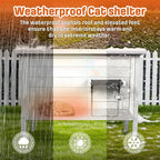 BRIOPAWS Outdoor-Cat-House-Insulated | Feral-Cat-Shelter for Winter | Weatherproof | Large Wooden Pet House for Multiple Cats | Foldable Ladder | Acrylic Side Window | White