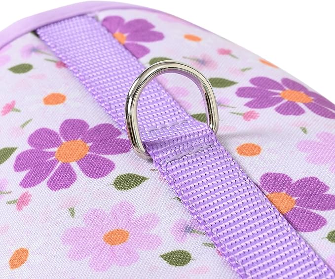 Mile High Life Dog Harness, Air Mesh Floral Vest Harness for 20 lbs Small Dogs & Cats, Easy Get on Adjustable Easy Closures Both Neck and Chest(Purple Flower, XS Chest 14"-16")