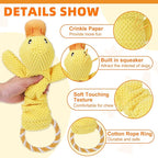 KOOLTAIL Duck Dog Toys, Tough Plush Dog Chew & Squeaky Toys with Crinkle Paper, Interactive Training & Tug of War Puppy Teething Toy for Indoor Outdoor Play, Soft Pet Toy for Small Medium Large Dogs
