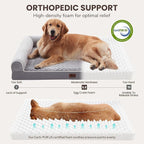 Orthopedic Dog Beds for Extra Large Dogs, Waterproof XL Pet Bed with Sides, Non-Slip Bottom and Egg-Crate Foam Large Pet Couch Sofa with Washable Removable Cover, Light Grey