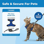 Voyager Escape Proof Cat Harness and Leash Set with Reflective Stitching, Neoprene Handle 5ft - Supports Small, Medium and Large Cats, Kittens for Walking by Best Pet Supplies - BT-Royal Blue, XXS