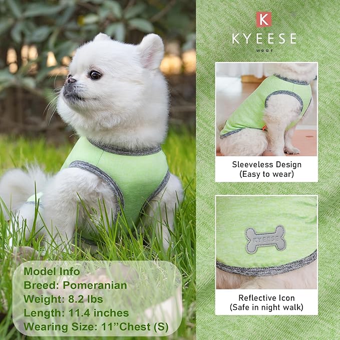 KYEESE 2Pack Dog Shirts Small with Reflective Label Soft Tank Top Quick Dry for Small Dogs Sun Protection Pet T Shirt Stretchy Sleeveless Pet Vest Lightweight Dog Clothes, X-Large