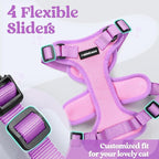 rabbitgoo Cat Harness and Leash Set, Escape Proof Soft Adjustable Vest Harnesses for Outdoor Walking, Easy Control Breathable Kitten Jacket with Reflective Strips, Pink & Purple, XS