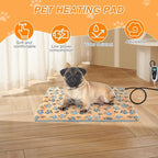 Dog Heating Pad 32×20 in for Dogs, Intelligent Temperature Control Switch with Normally Open On Function,Whelping Box with Reinforced Electric Wire Rope, Plush Fabric Cotton Cover-Apricot