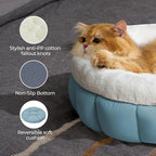 BALANCE Cat Beds for Indoor Cats, Washable Round Dog Bed, Donut Dog Bed with Anti-Slip Bottom for Small Dogs, 28 Inches, Dream Blue