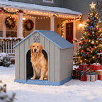 Large Dog House for Outdoor & Indoor, Waterproof Puppy Shelter with Air Vents & Elevated Floor, Easy Assemble Sturdy Dog Kennel for Large Dogs(Blue,36.2''L×38''W×38''H)