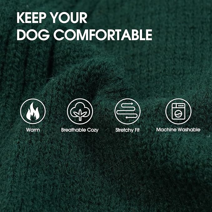 IECOii XXXL Dog Sweater,Warm Dog Sweaters for Extra Large Dogs Girl Boy,Stretchy & Cozy,Turtleneck Knitted Pullover for Pet Wear On Christmas,Easy On Doggy Sweatshirt for Labrador (Green,XXXL)