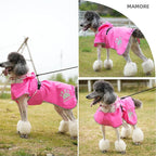 MAMORE Dog Raincoat Hooded Rain Jacket for Small Medium Large Dogs Slicker Poncho Bottom Waterproof Adjustable Reflective Breathable Leash Hole (Pink, XX-Large)