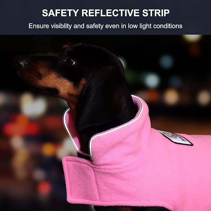 Fleece Dog Coat Winter Pet Jacket Reflective for Cold Weather for Large Medium Small Dogs(Pink,XS)