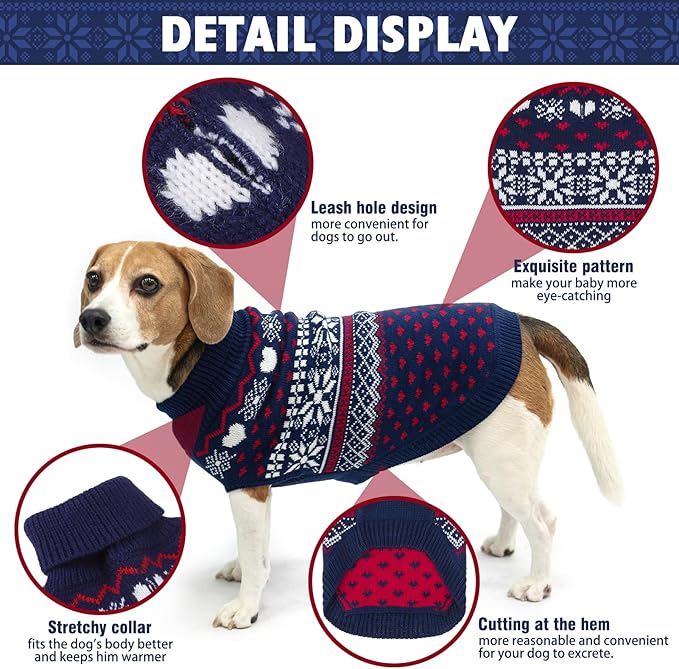 SCENEREAL Dog Sweaters for Small Medium Dogs - Soft, Warm Turtleneck Small Dog Sweater, Ugly Knit Dog Christmas Outfits for Dachshund, Chihuahua, Pug, Yorkie,Winter Pet Clothes Male Female